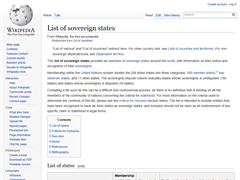 List Of Sovereign States: Wikipedia
